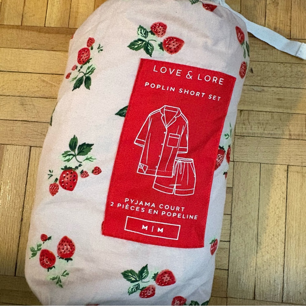 Love & Lore Strawberry Print Pajama Set - Pink